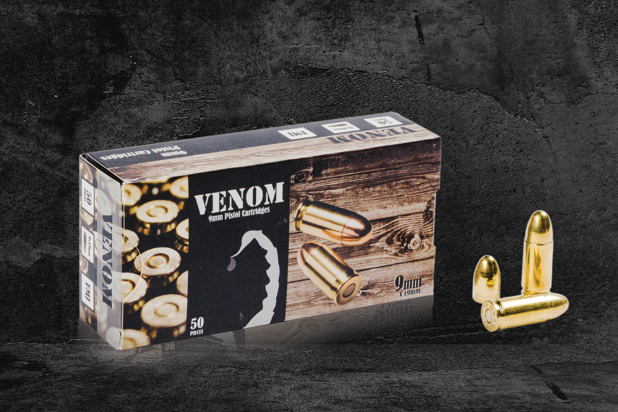 9 mm 124 grain Venom Luger Pistol Cartridges, 50 Rounds