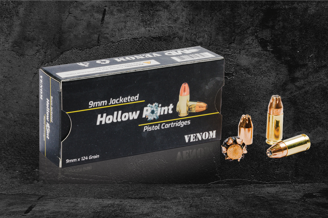 Venom 9mm 124 Gr Hollow Point, 1000 Rounds (1 Case)