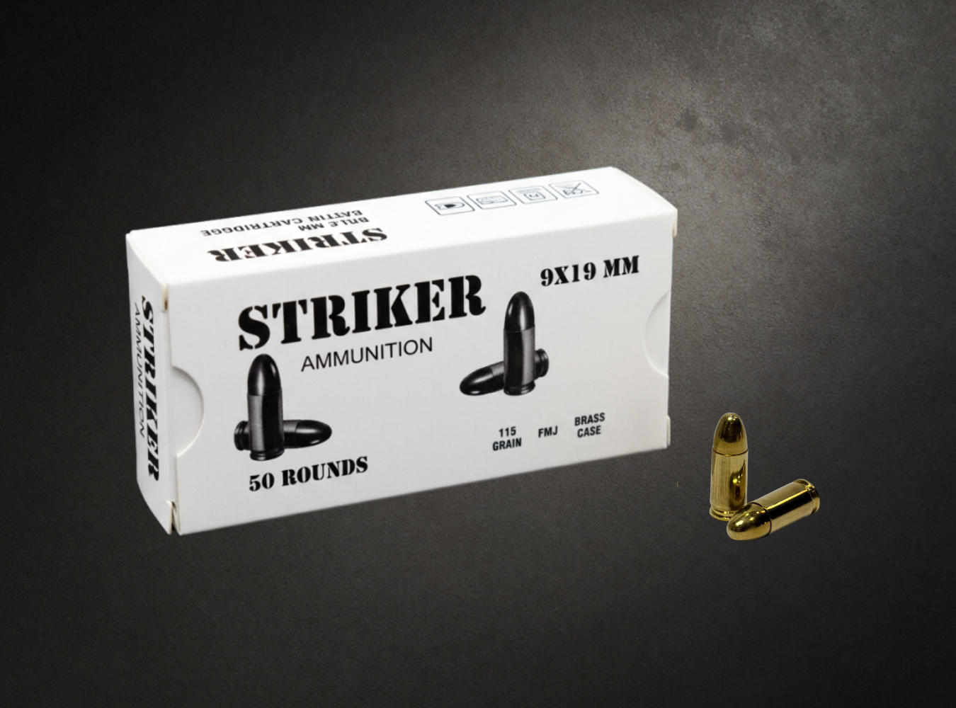 9 mm 115 gr Striker Luger Pistol Cartridges, 1000 Rounds (1 Case) New Brass Big Sale !
