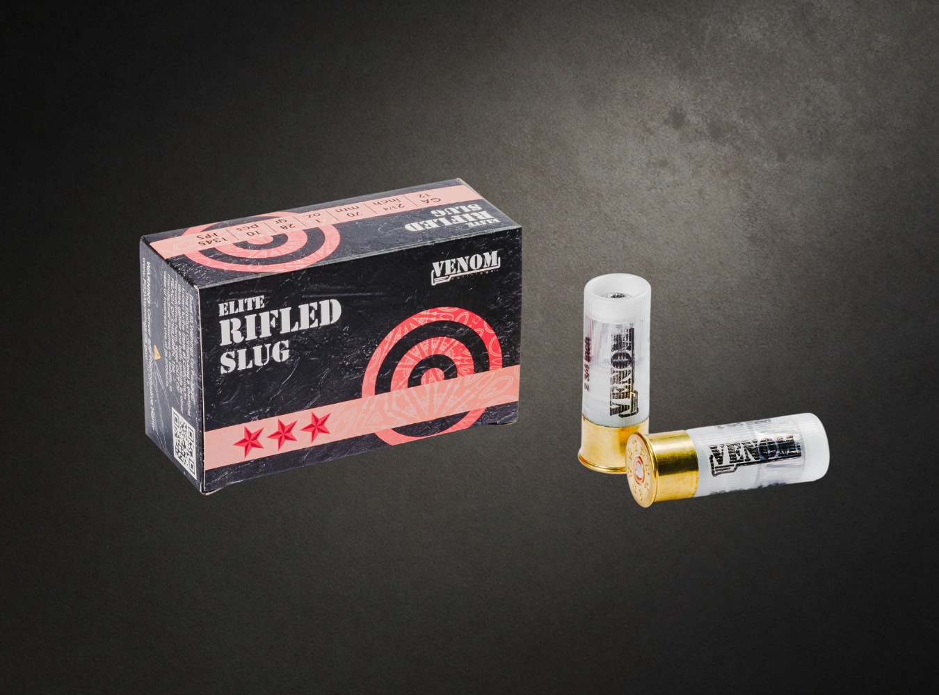 Venom Elite Rifled (Slug), 12 GA, 2 3/4, 1 Oz, 1 Case, 200 Rounds - Premium