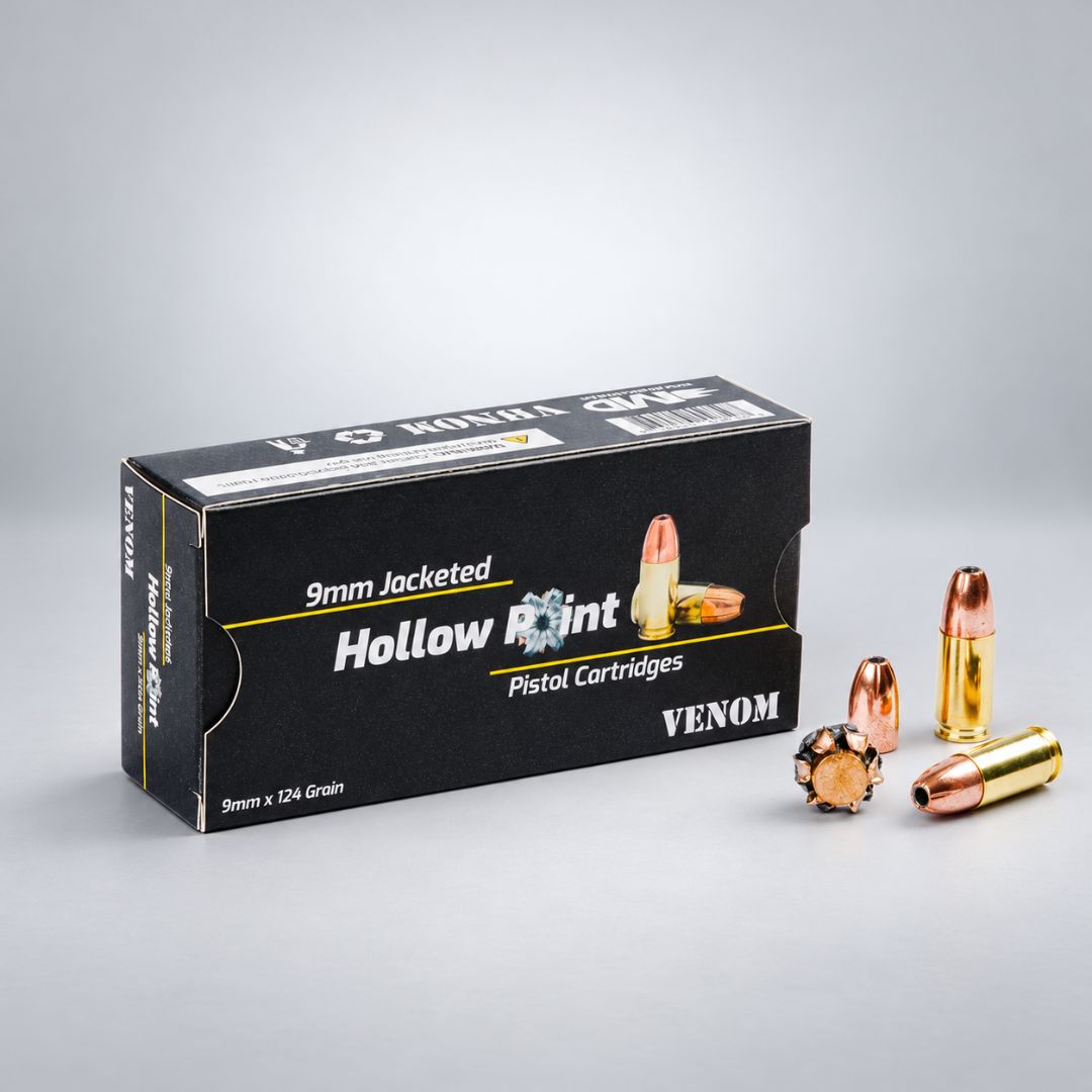 Venom 9mm 124 Gr Hollow Point, 1000 Rounds (1 Case)