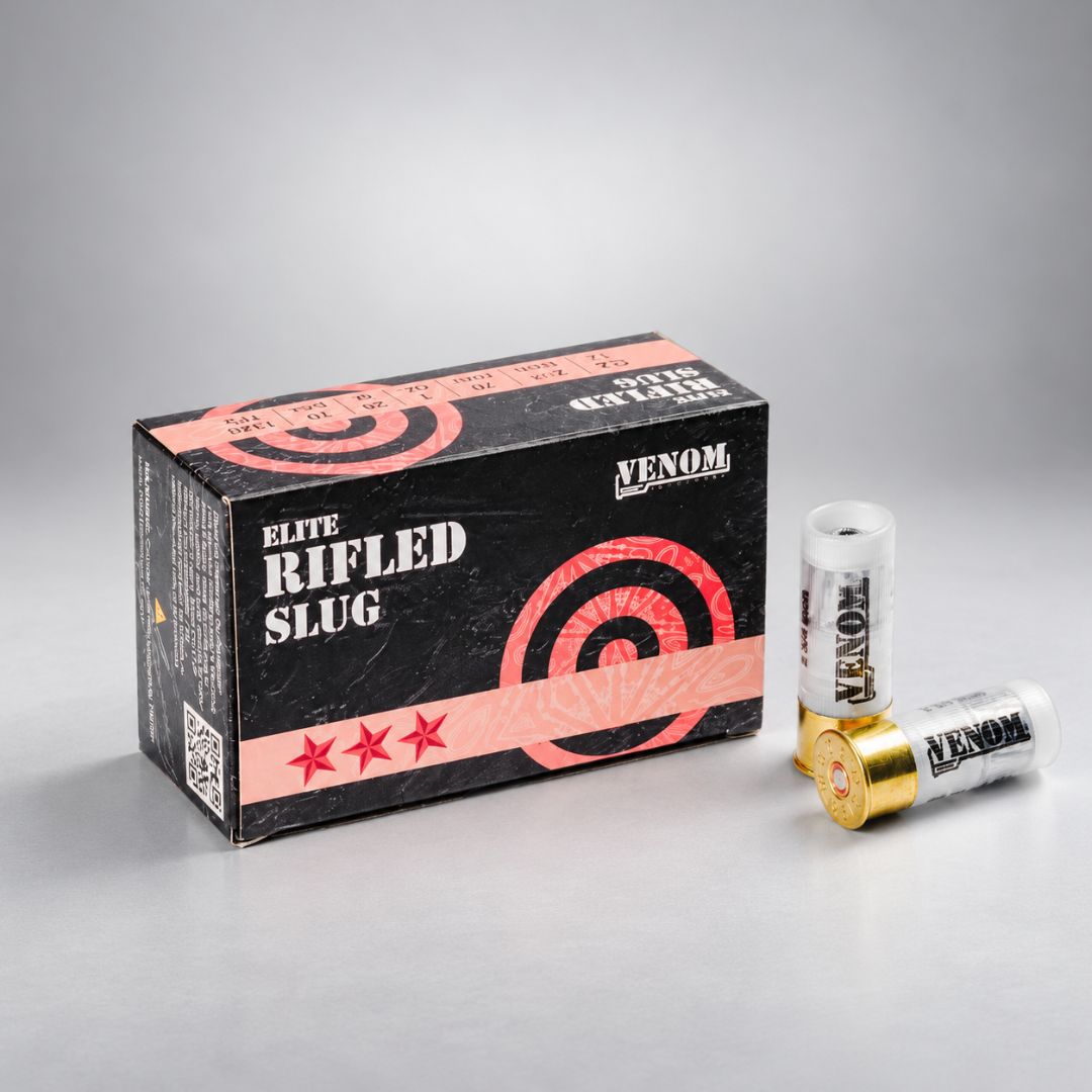 Venom Elite Rifled (Slug), 12 GA, 2 3/4, 1 Oz, 1 Case, 200 Rounds - Premium