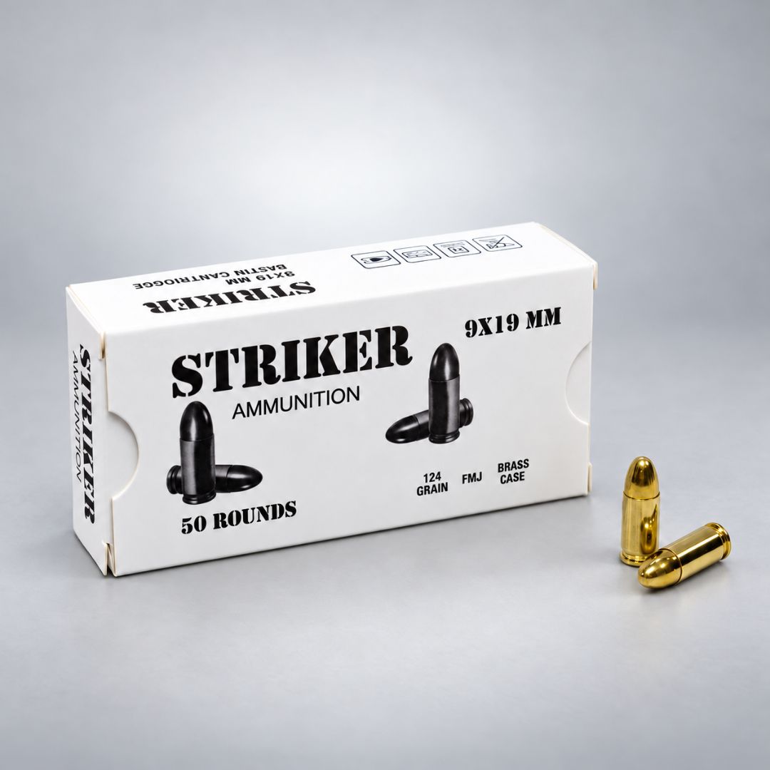 9 mm 124 gr Striker Luger Pistol Cartridges, 1000 Rounds (1 Case) New Brass