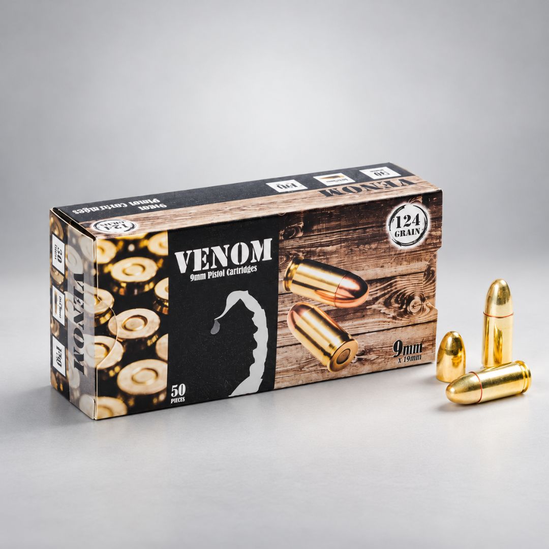 9 mm 124 grain Venom Luger Pistol Cartridges, 1000 Rounds (1 Case)